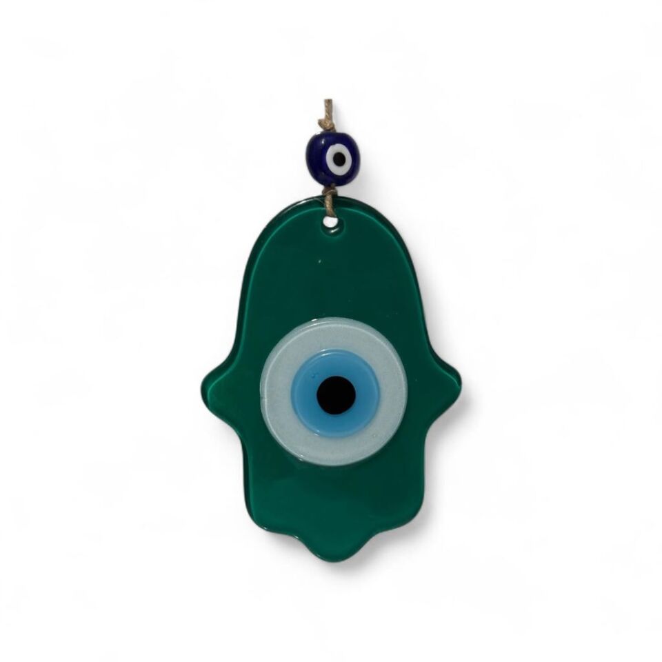 Fatma Ana Eli Büyük Nazar Boncuğu  Füzyon Cam Yeşil (Opak, 4 mm)