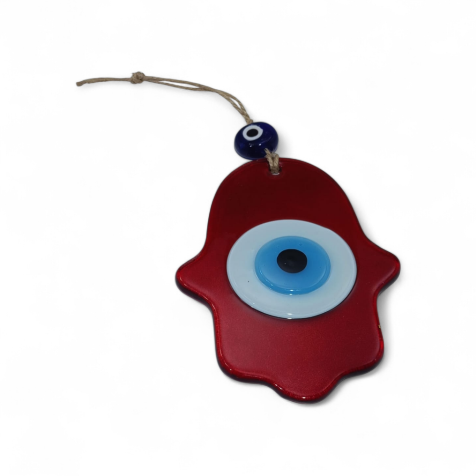 Fatma Ana Eli Büyük Nazar Boncuğu Füzyon Cam Kırmızı (Opak, 4 mm)