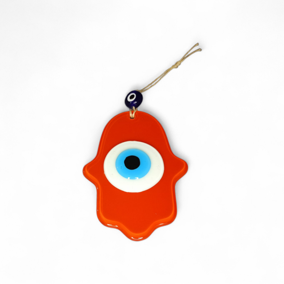 Fatma Ana Eli Büyük Nazar Boncuğu Füzyon Cam Turuncu (Opak, 4 mm)