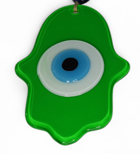 Fatma Ana Eli Büyük Nazar Boncuğu  Füzyon Cam Fıstık Yeşili (Opak,4 mm)