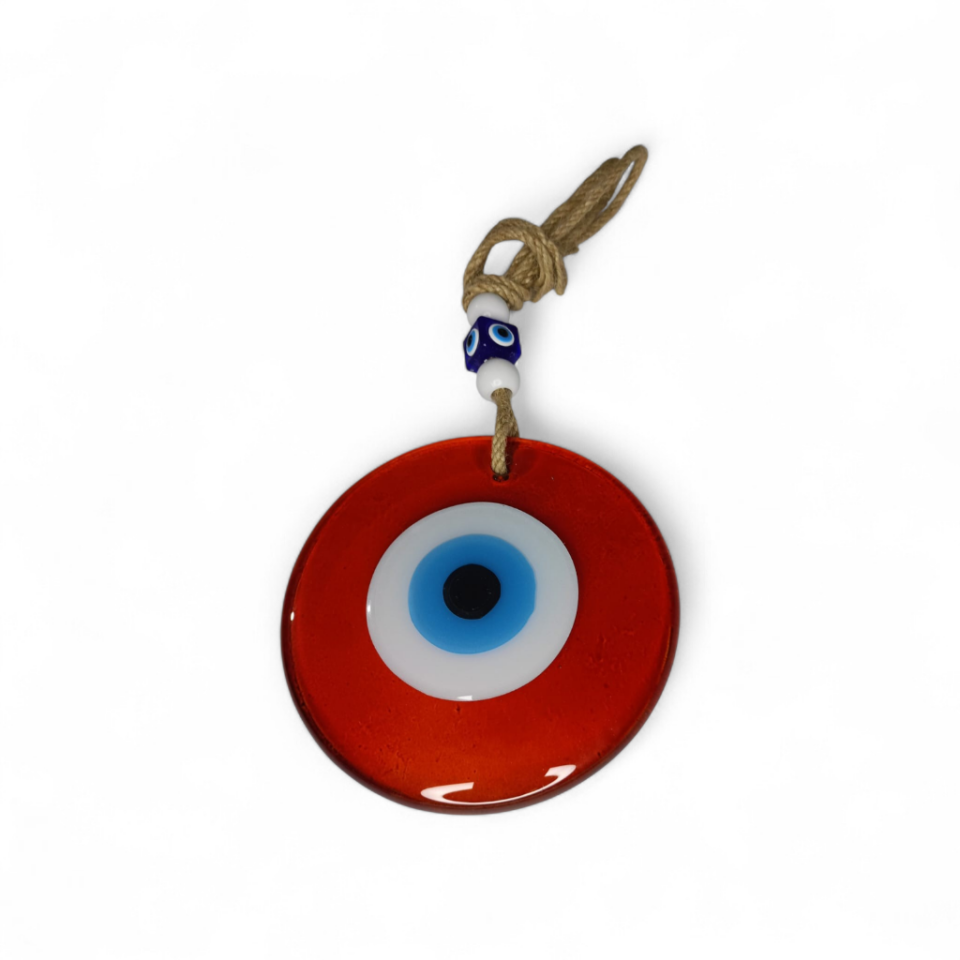 Klasik Nazar Boncuğu Füzyon Cam Kırmızı 10 Çap (Opak, 5 mm)