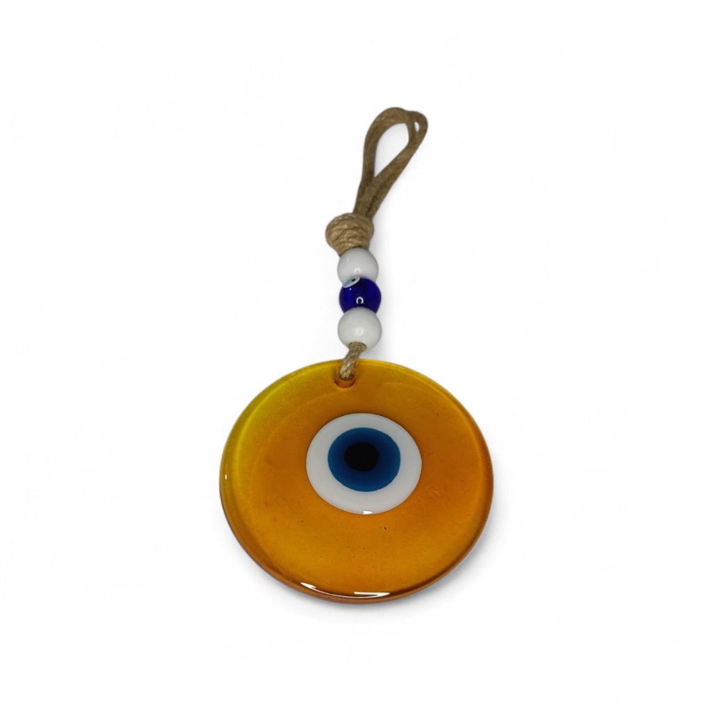 Klasik Nazar Boncuğu Füzyon Cam Turuncu 10 Çap (Transparan, 8 mm)