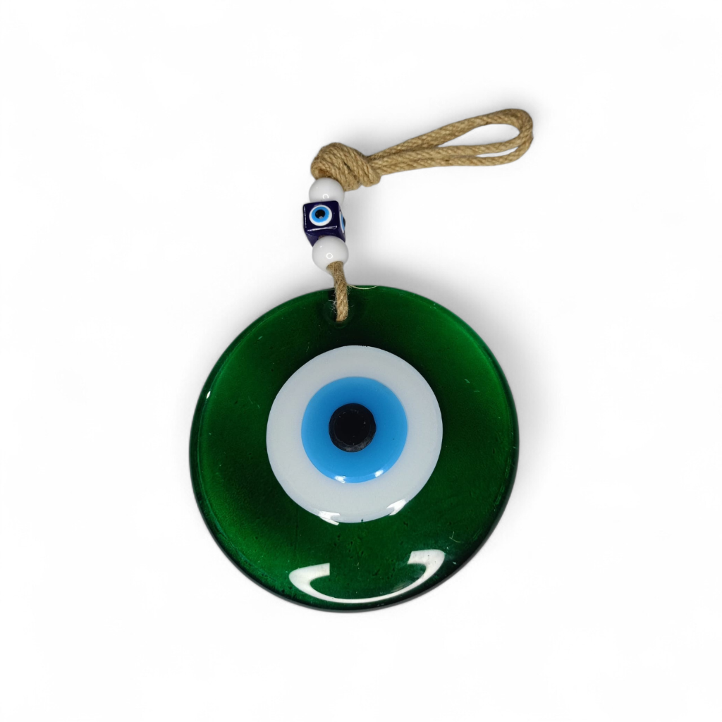 Klasik Nazar Boncuğu Füzyon Cam Yeşil 12 Çap (Transparan, 8 mm)