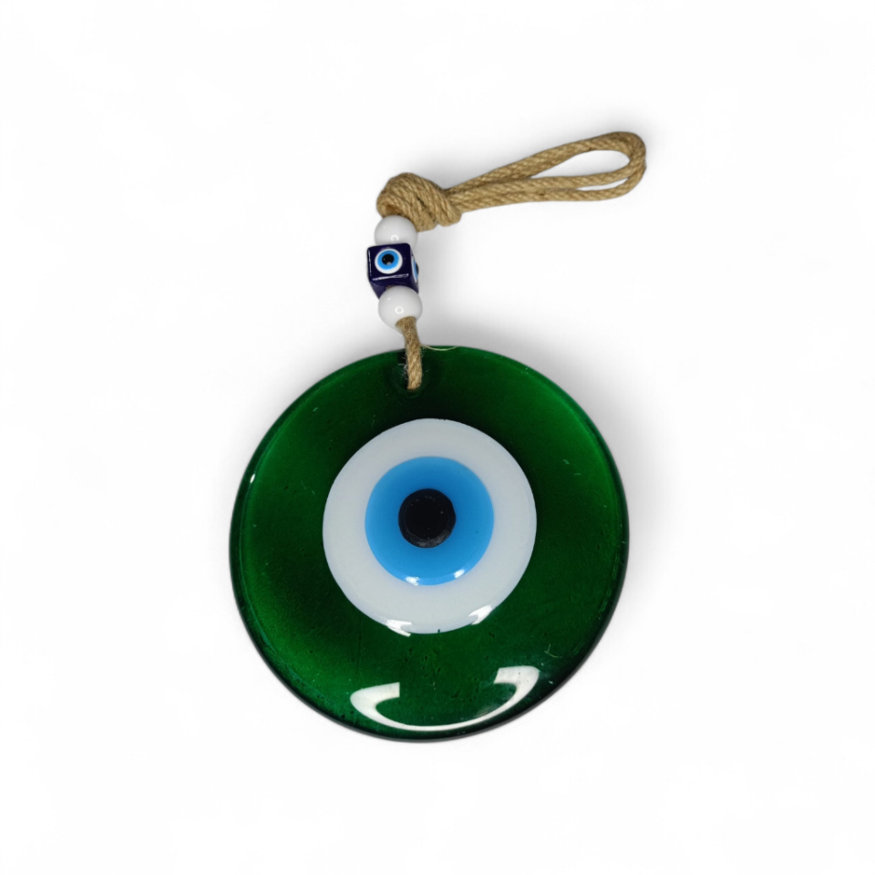 Klasik Nazar Boncuğu Füzyon Cam Yeşil 12 Çap (Transparan, 8 mm)