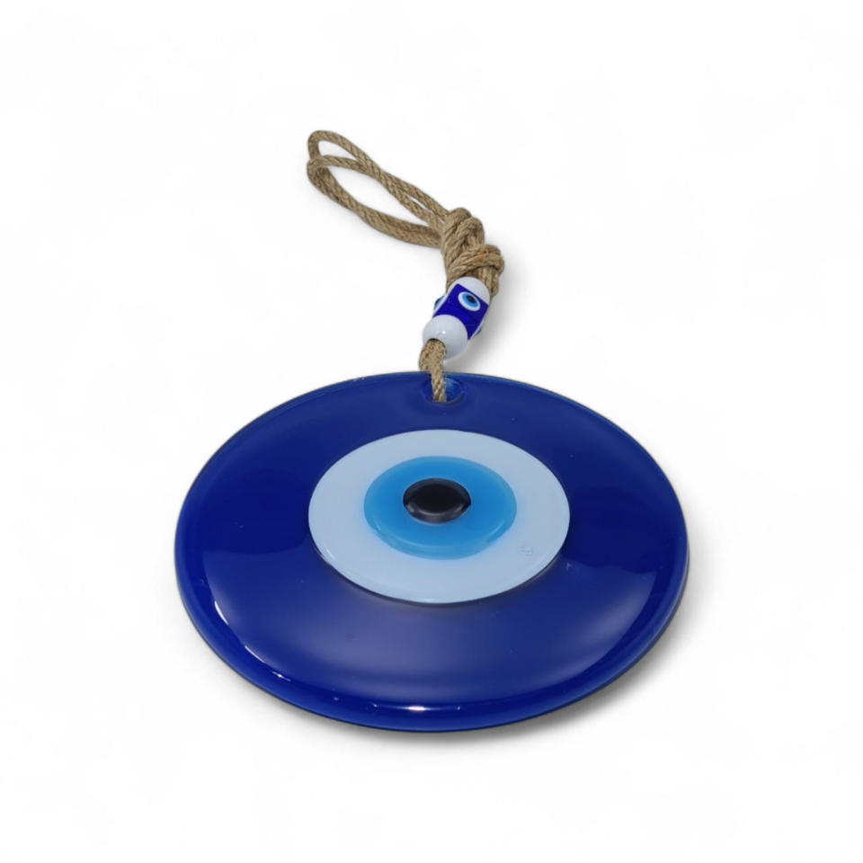 Klasik Nazar Boncuğu Füzyon Cam Mavi 16 Çap (Opak, 11 mm)