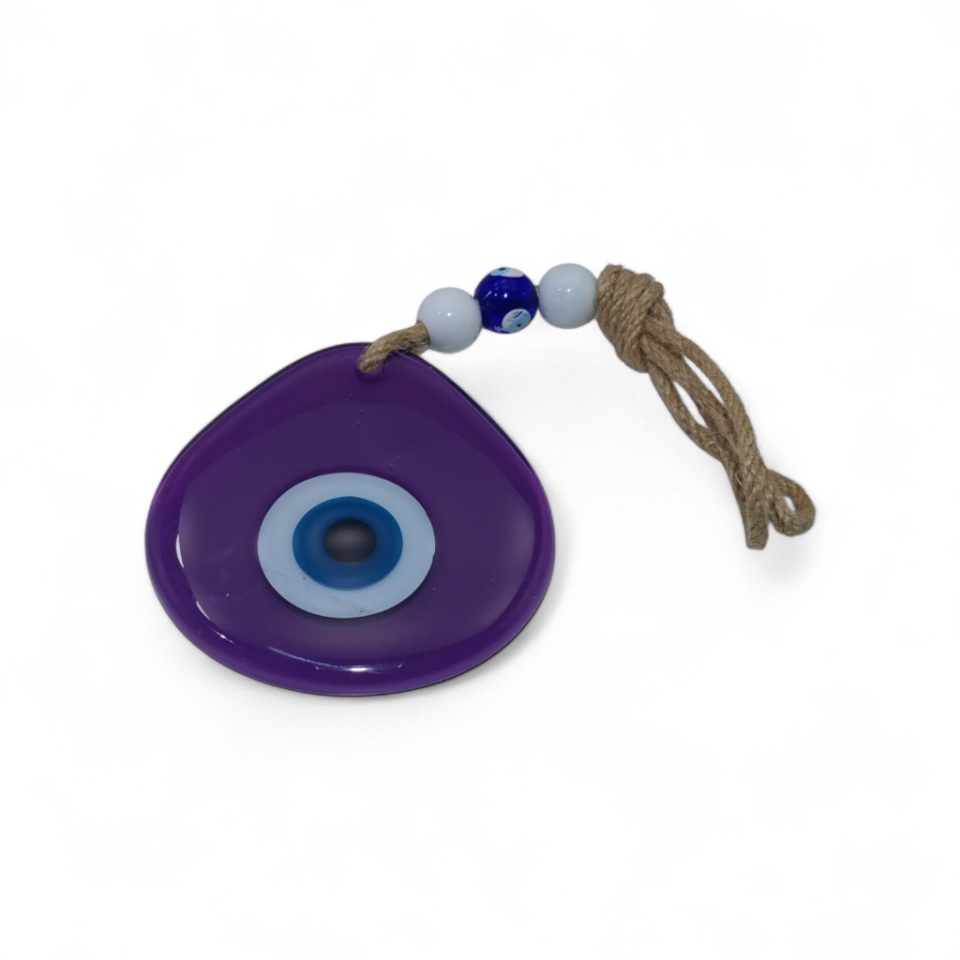 Damla Orta Nazar Boncuğu Füzyon Cam Lila (Opak, 8 mm)