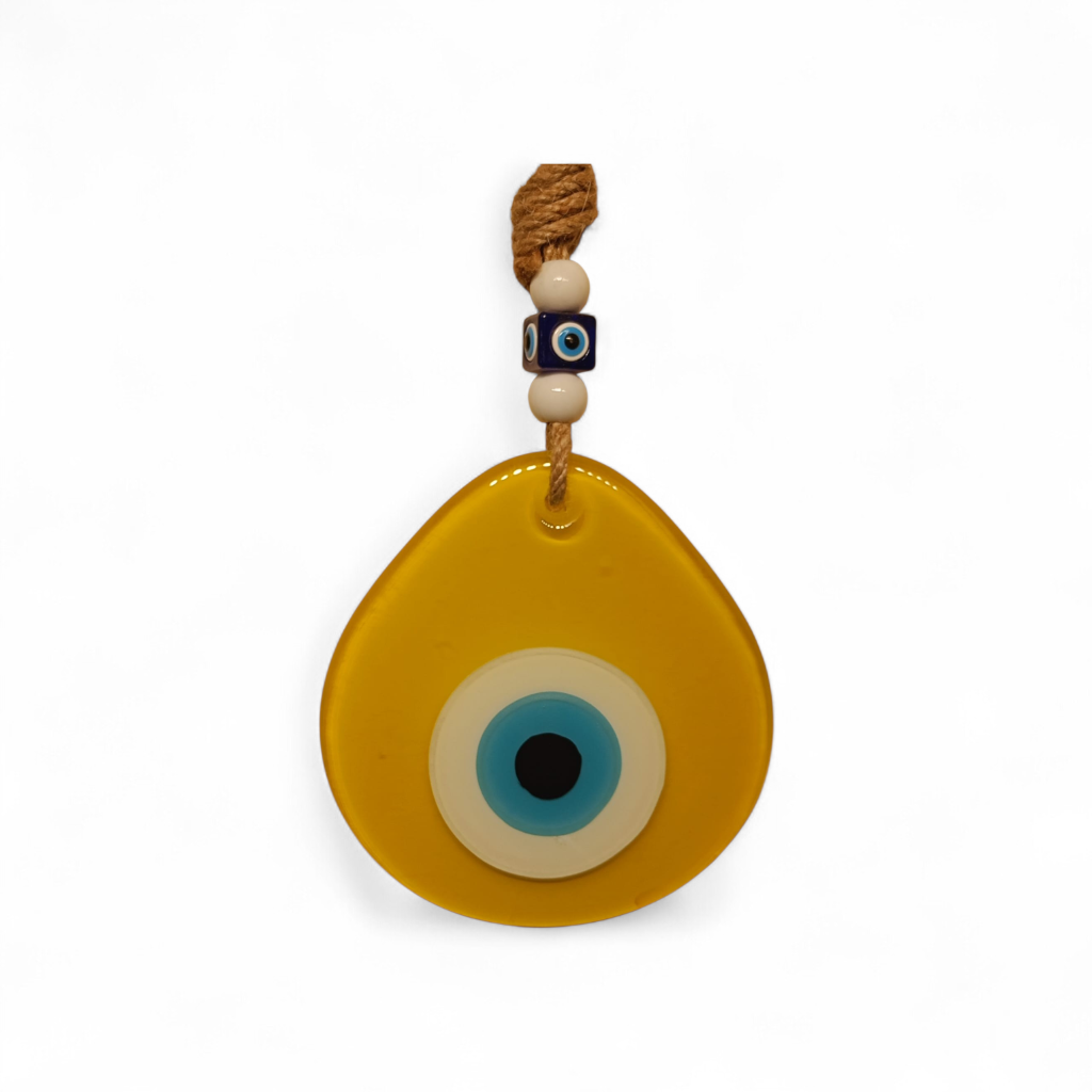 Damla Büyük Nazar Boncuğu Füzyon Cam Turuncu (Transparan, 8 mm)