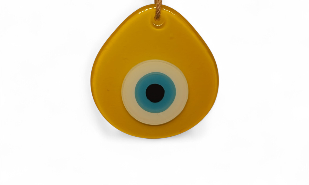 Damla Büyük Nazar Boncuğu Füzyon Cam Turuncu (Transparan, 8 mm)