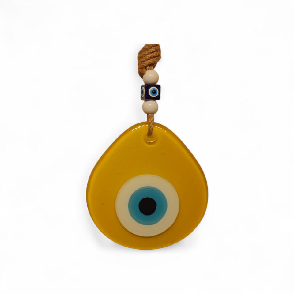 Damla Büyük Nazar Boncuğu Füzyon Cam Turuncu (Transparan, 8 mm)