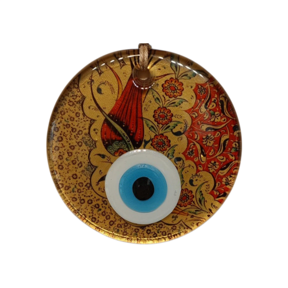 Gold Tek Lale Nazar Boncuğu Füzyon Cam 7 Çap 8 mm