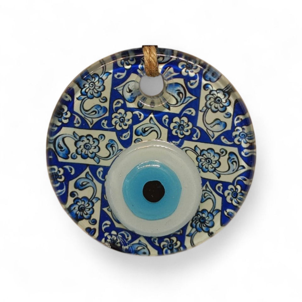Mavi Çini Nazar Boncuğu Füzyon Cam 7 Çap 8 mm