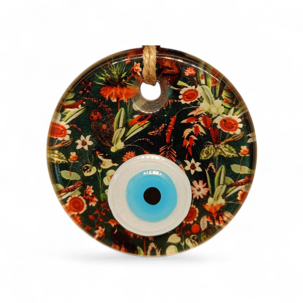 Yeşil Bahçe Nazar Boncuğu Füzyon Cam 7 Çap 8 mm