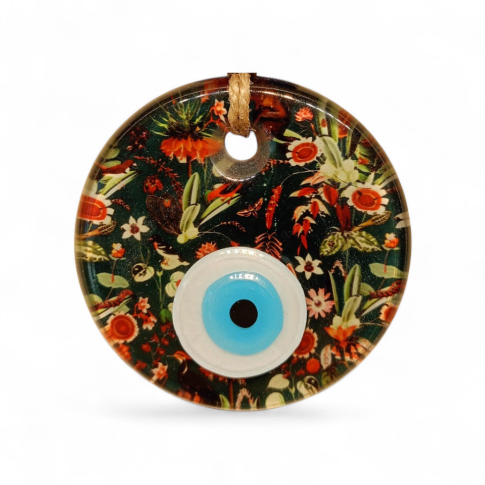 Yeşil Bahçe Nazar Boncuğu Füzyon Cam 7 Çap 8 mm