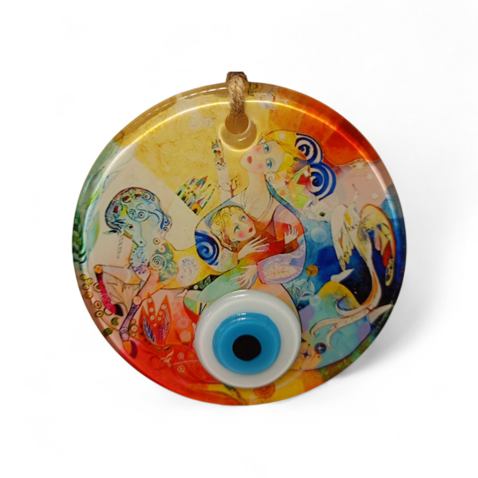 Anne Kız Nazar Boncuğu Füzyon Cam 10 Çap 4 mm