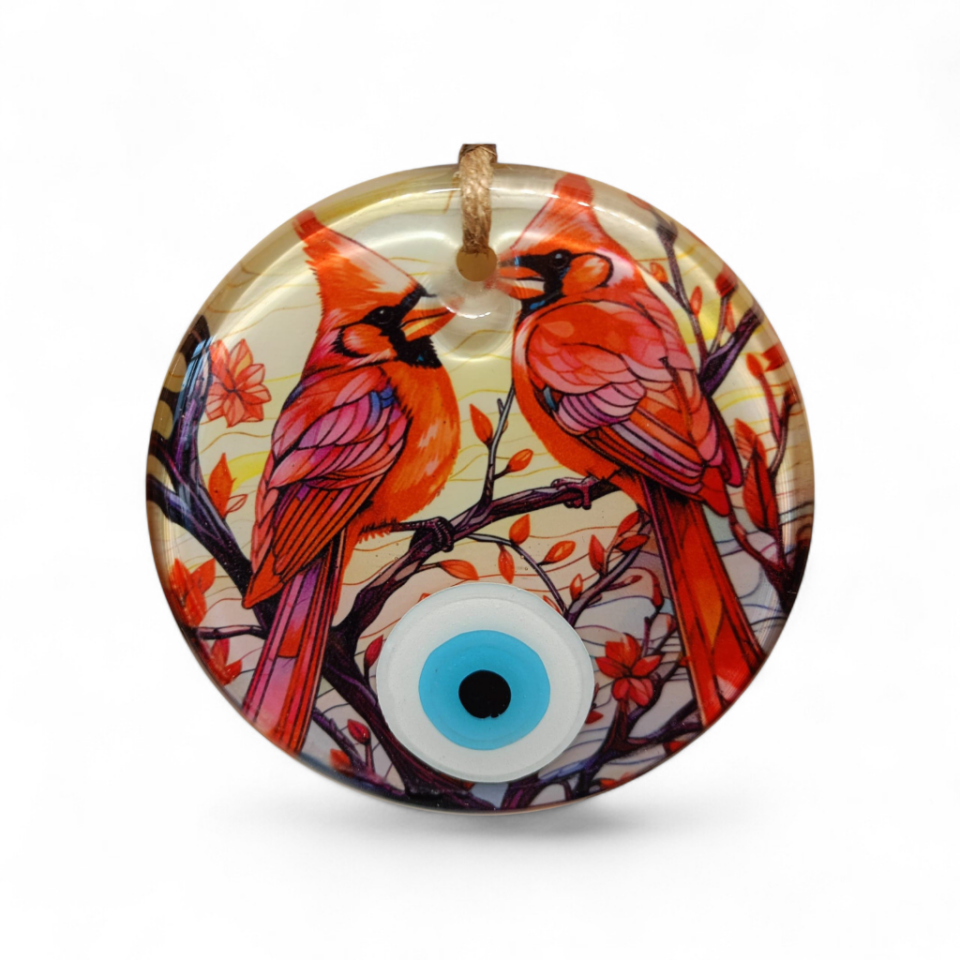 İkili Kuşlar Nazar Boncuğu Füzyon Cam 10 Çap 4 mm