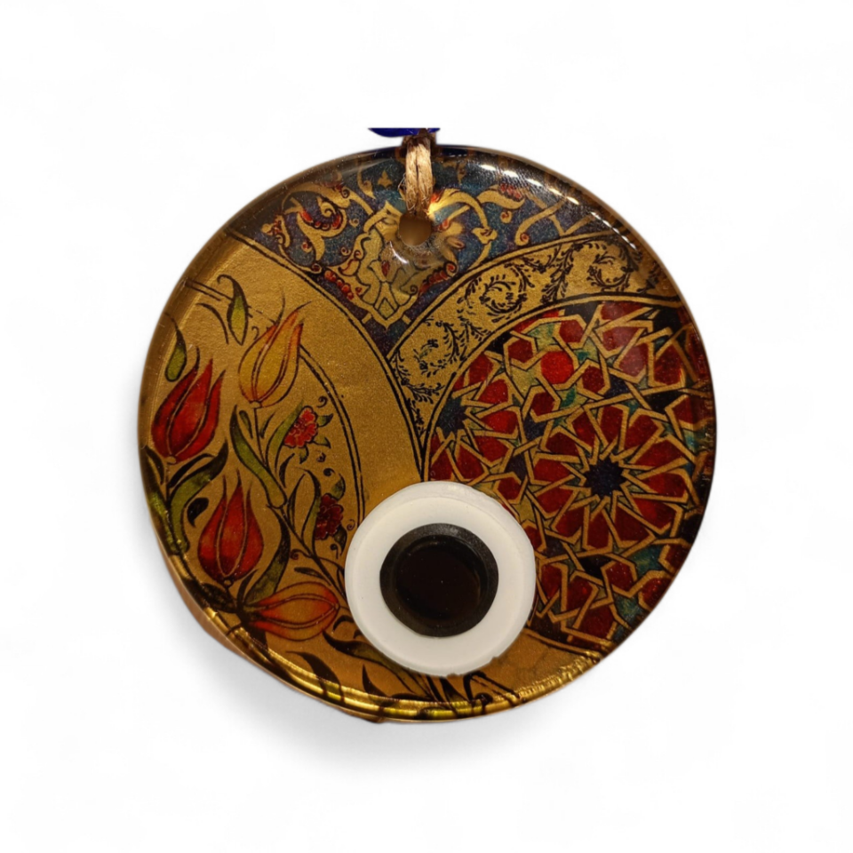 Gold Saray Nazar Boncuğu Füzyon Cam 10 Çap 8 mm