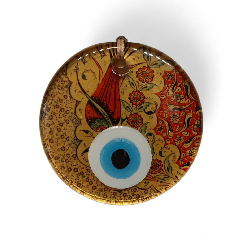 Gold Tek Lale Nazar Boncuğu Füzyon Cam 10 Çap 8 mm