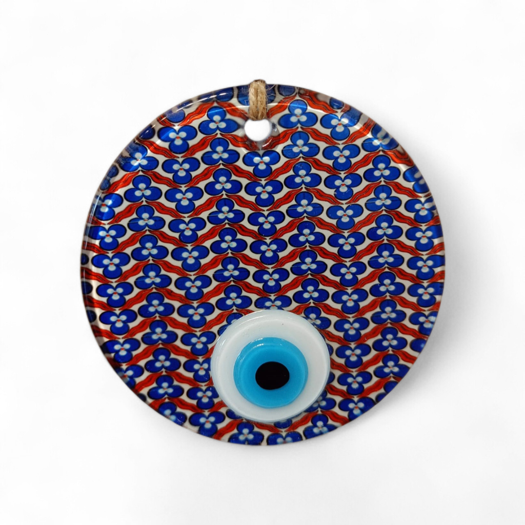 Kırmızı Zikzak Nazar Boncuğu Füzyon Cam 10 Çap 4 mm