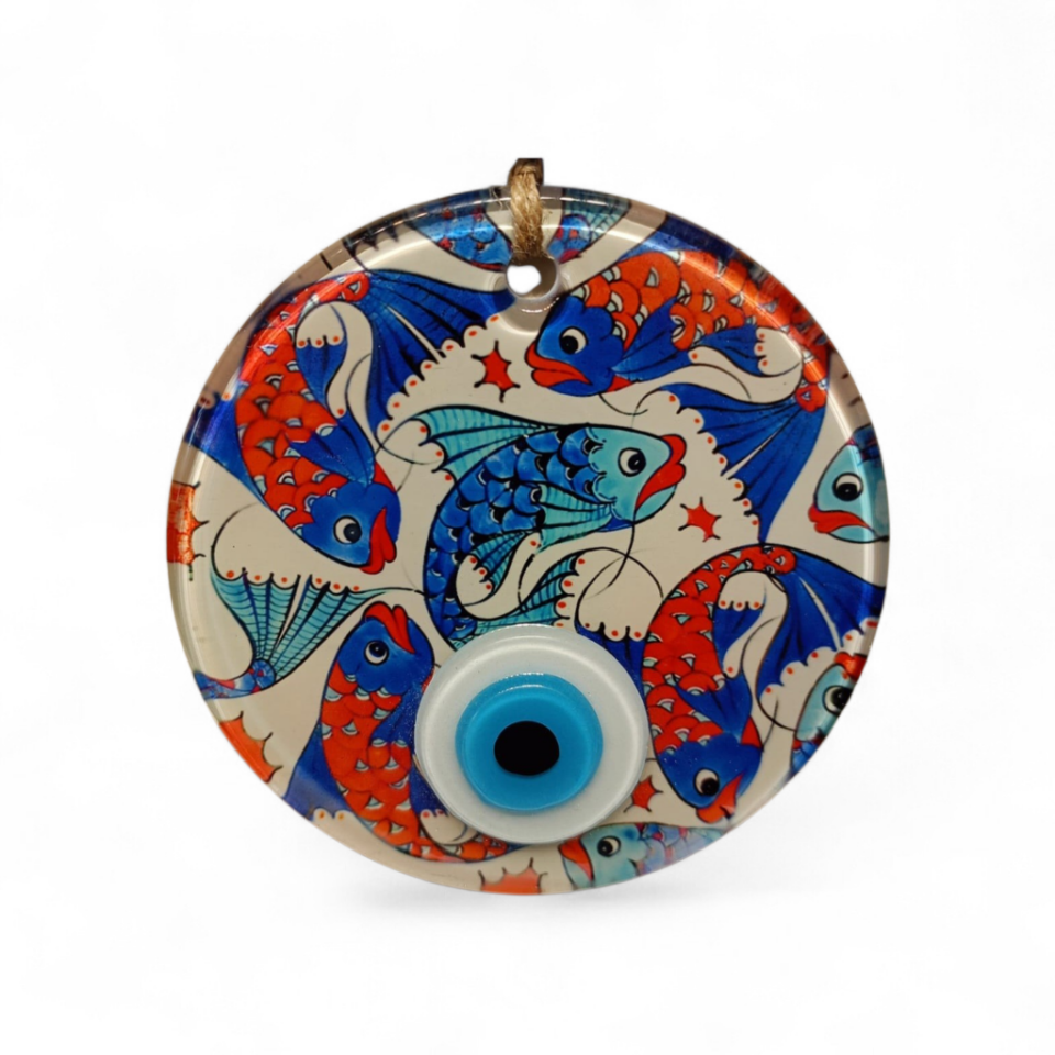 Mavi Balık Nazar Boncuğu Füzyon Cam 10 Çap 4 mm