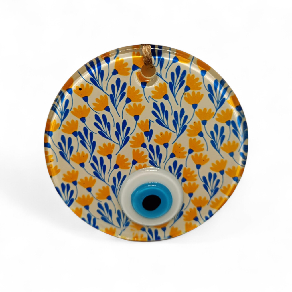 Sarı Karanfil Nazar Boncuğu Füzyon Cam 10 Çap 4 mm