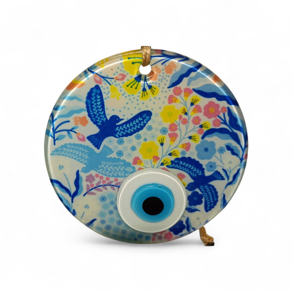 Mavi Kuş Nazar Boncuğu Füzyon Cam 12 Çap 4 mm