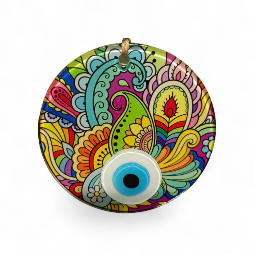 Renkli Mandala Nazar Boncuğu Füzyon Cam 12 Çap 4 mm