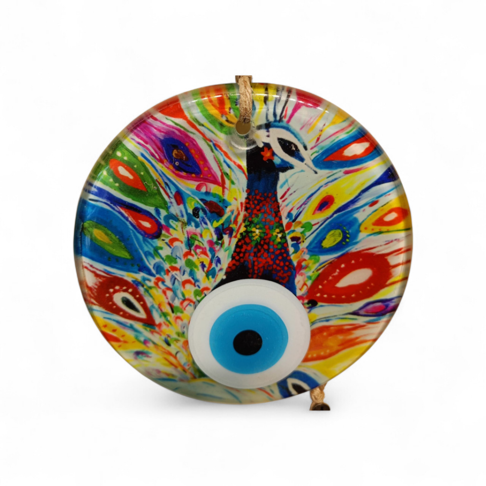 Festival Tavus Kuşu Nazar Boncuğu Füzyon Cam 12 Çap 8 mm