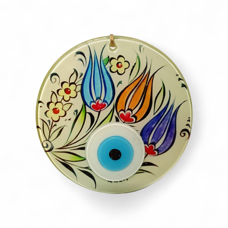 Üçlü Lale Nazar Boncuğu Füzyon Cam 16 Çap 4 mm