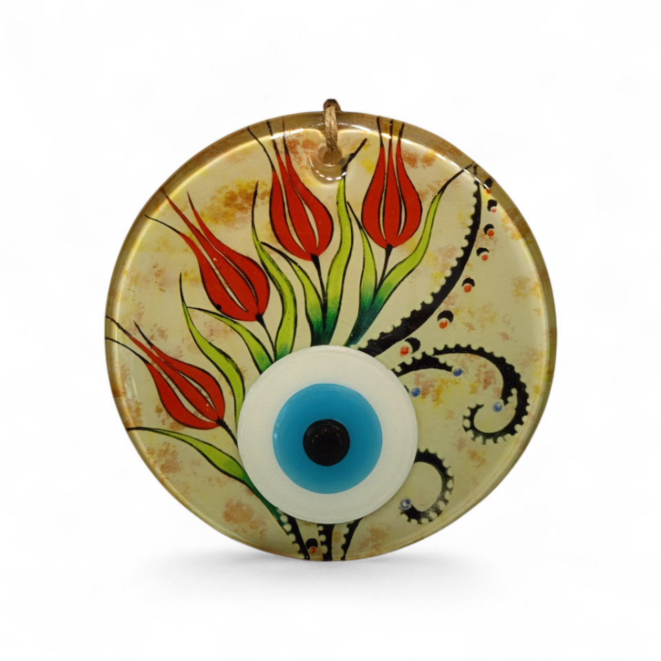 Dörtlü Lale Nazar Boncuğu Füzyon Cam 16 Çap 8 mm