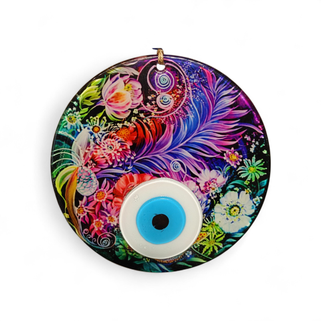 Lila Tüy Nazar Boncuğu Füzyon Cam 16 Çap 8 mm