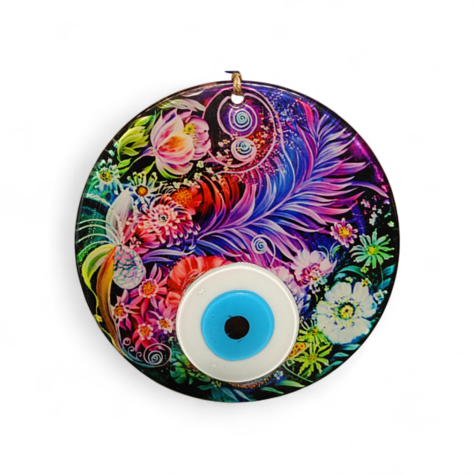 Lila Tüy Nazar Boncuğu Füzyon Cam 16 Çap 8 mm