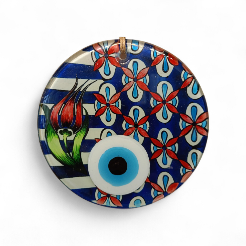 Tekli Lale Nazar Boncuğu Füzyon Cam 16 Çap 8 mm