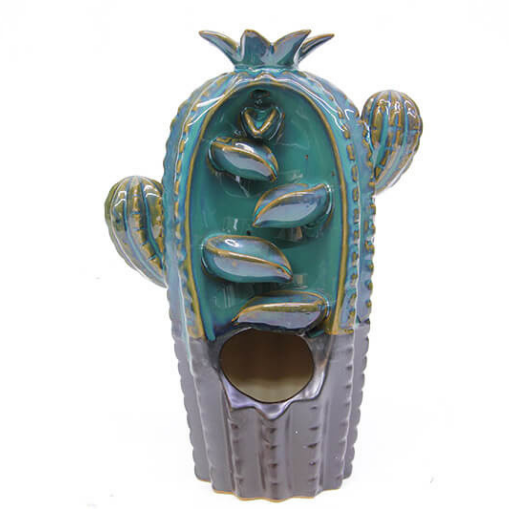 Seramik Kaktüs Geri Akış Tütsülük ( Büyük) ( 3 Adet Tütsü Hediye)