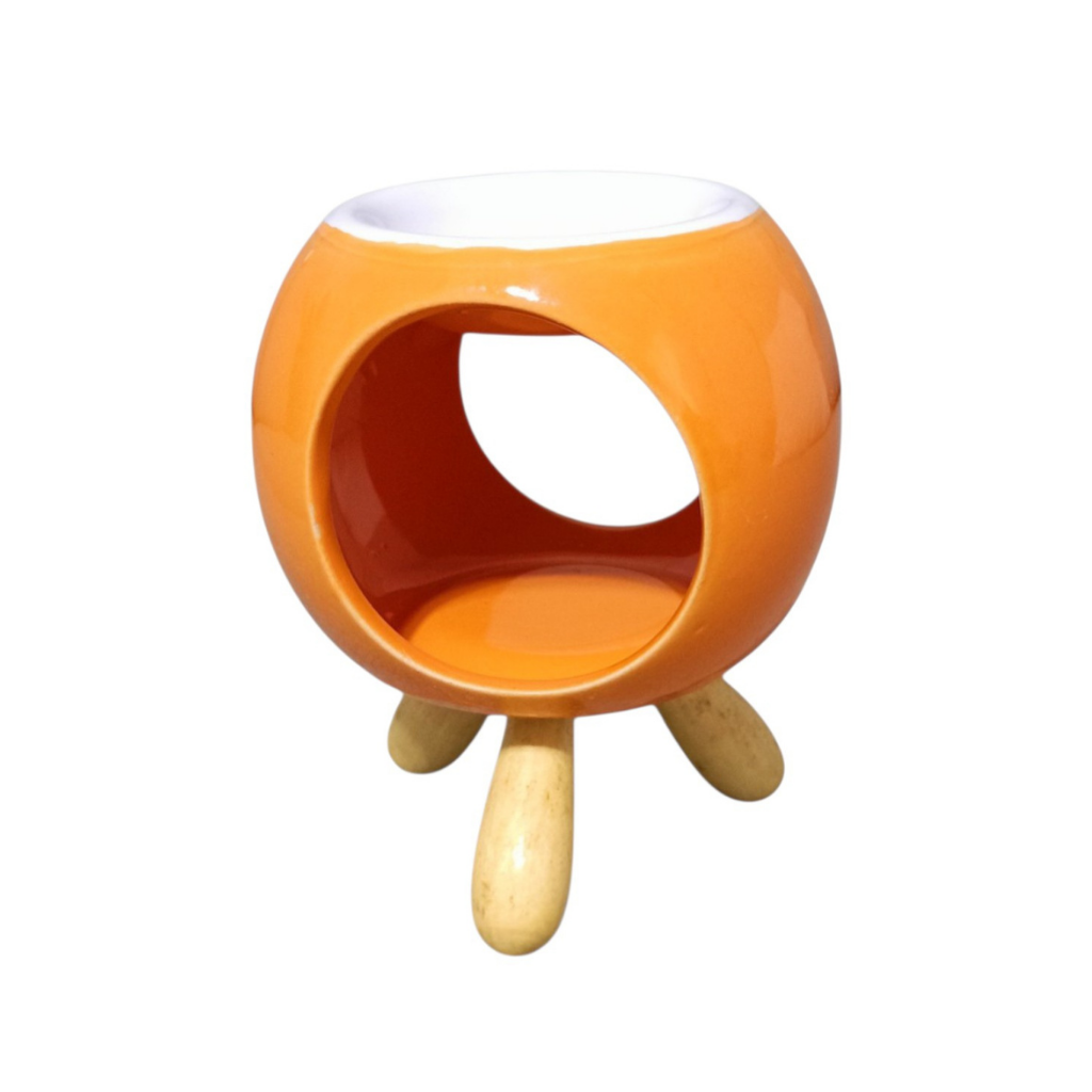 Seramik Ahşap Ayaklı Turuncu Buhurdanlık