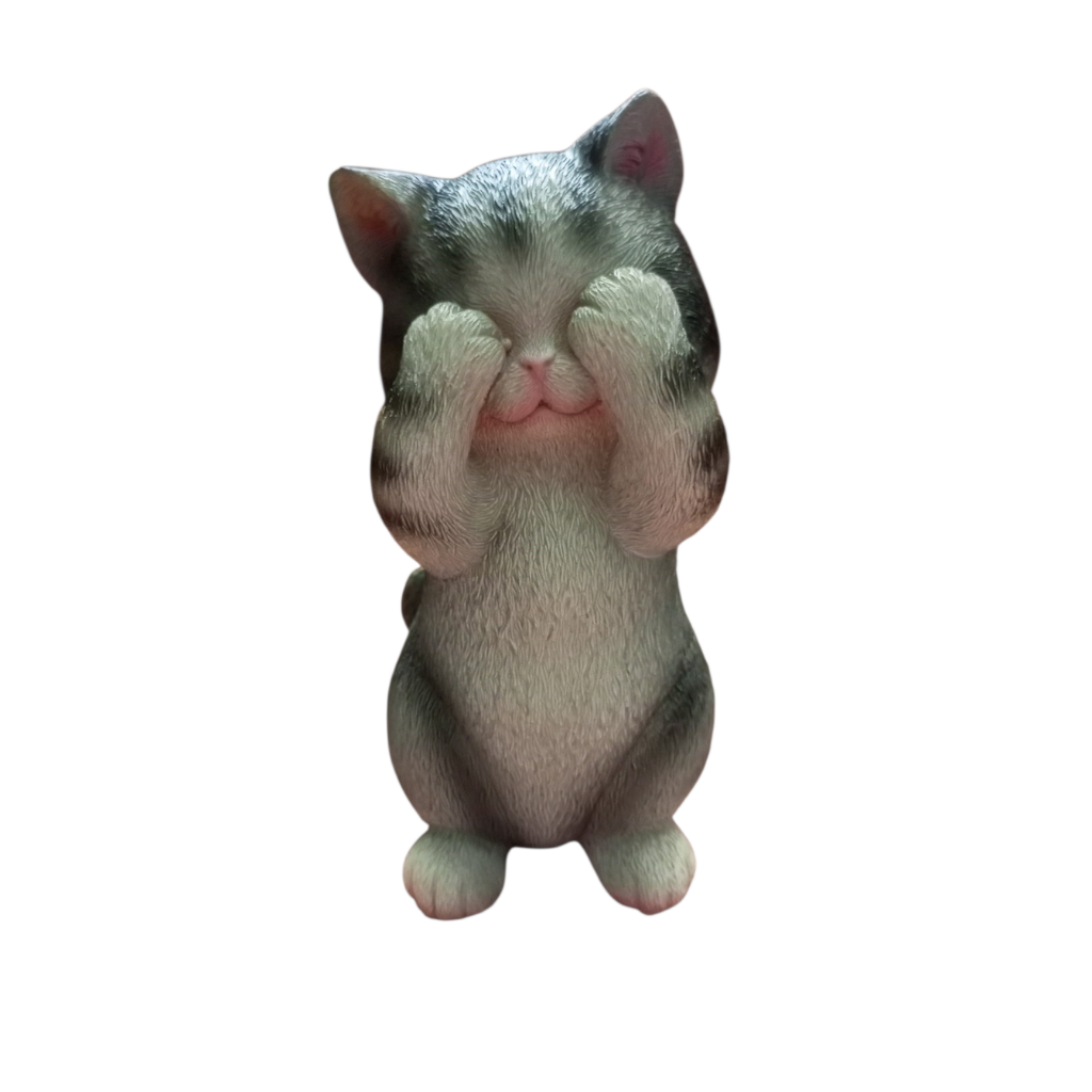 Bilge Kedi Dekoratif Kedi Biblosu Gri ( Kötülüğü Görme)