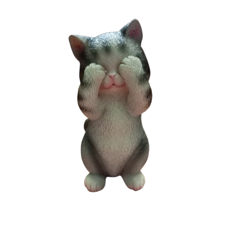 Bilge Kedi Dekoratif Kedi Biblosu Gri ( Kötülüğü Görme)