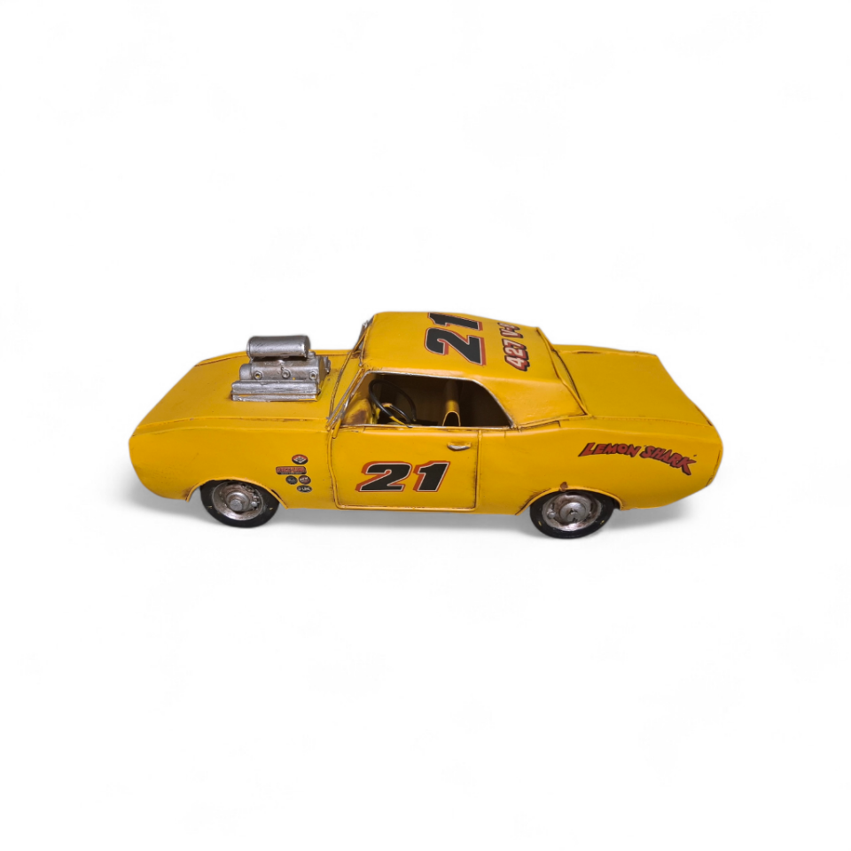 Nostaljik El Yapımı Sarı 21 Retro Metal Araba