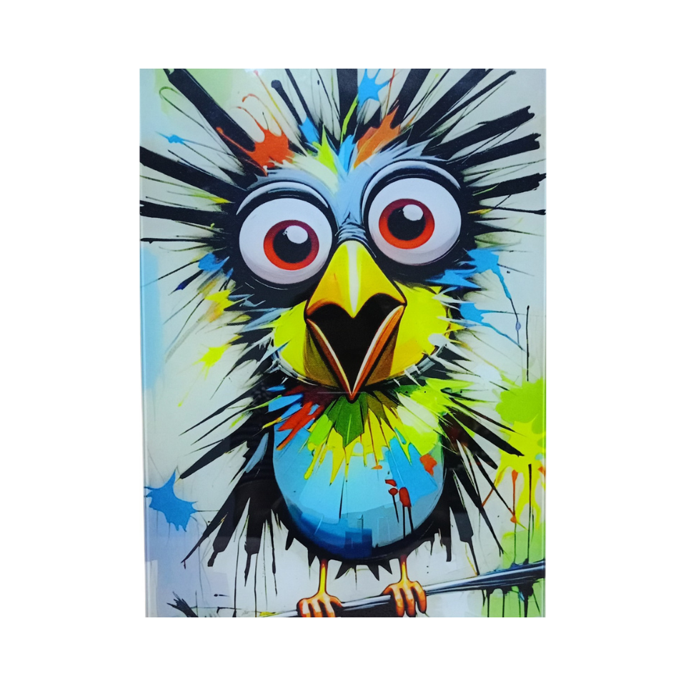 Enerjik ve Neşeli Baykuş Cam Tablo