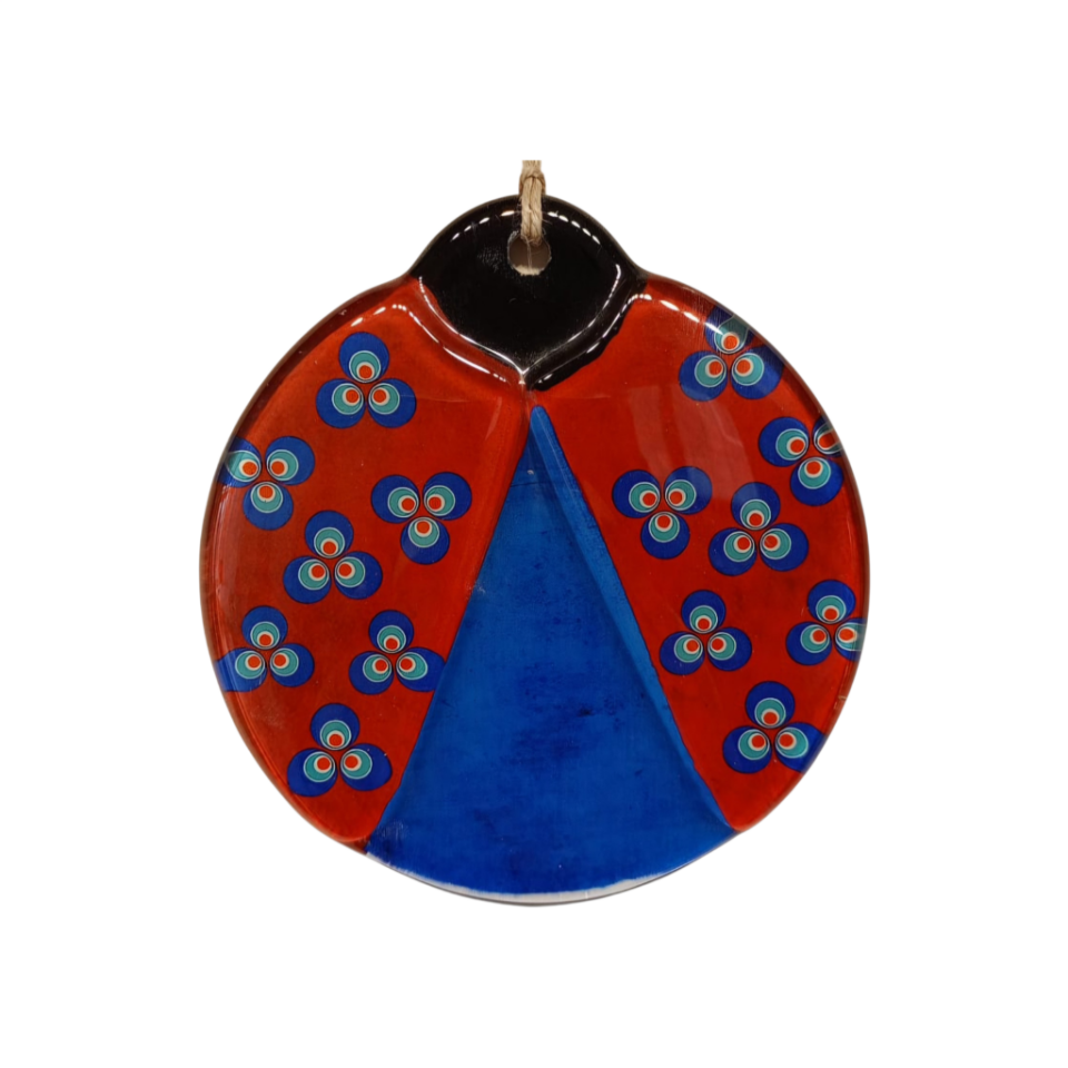 3D Kırmızı Uğurböceği Cam duvar süsü 12 Çap