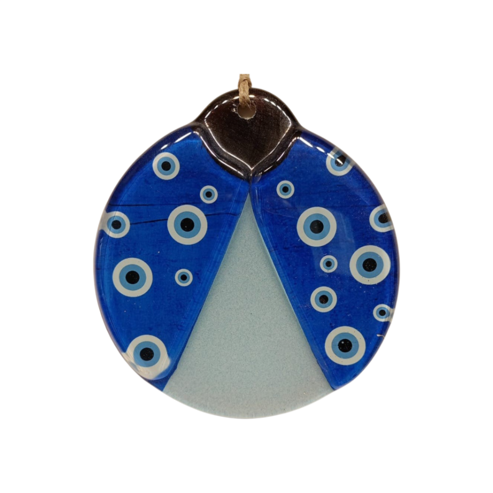 3D Mavi Uğurböceği Cam duvar süsü 12 Çap