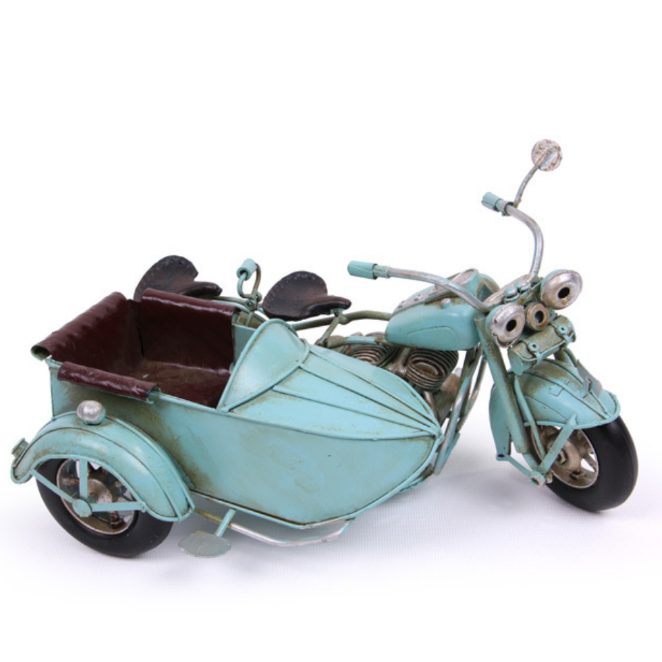 Nostaljik El Yapımı Metal Motosiklet Sepetli