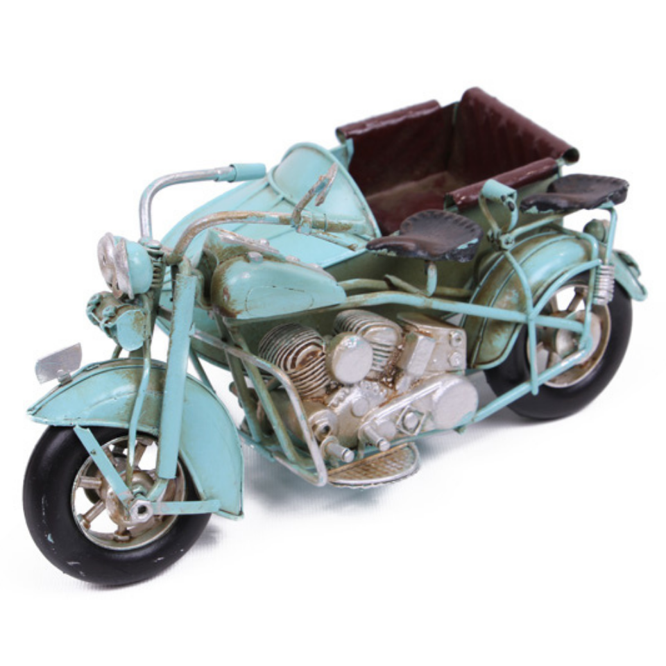 Nostaljik El Yapımı Metal Motosiklet Sepetli