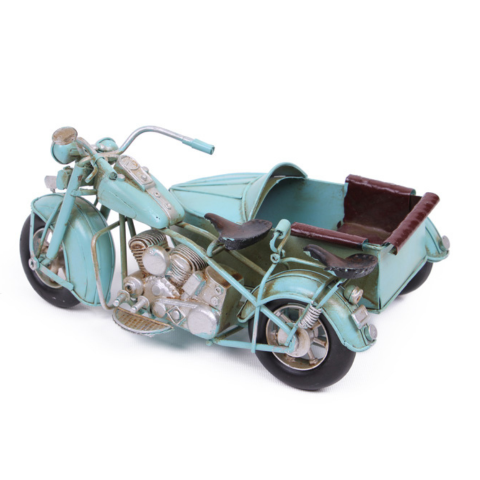 Nostaljik El Yapımı Metal Motosiklet Sepetli