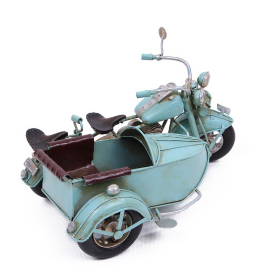 Nostaljik El Yapımı Metal Motosiklet Sepetli
