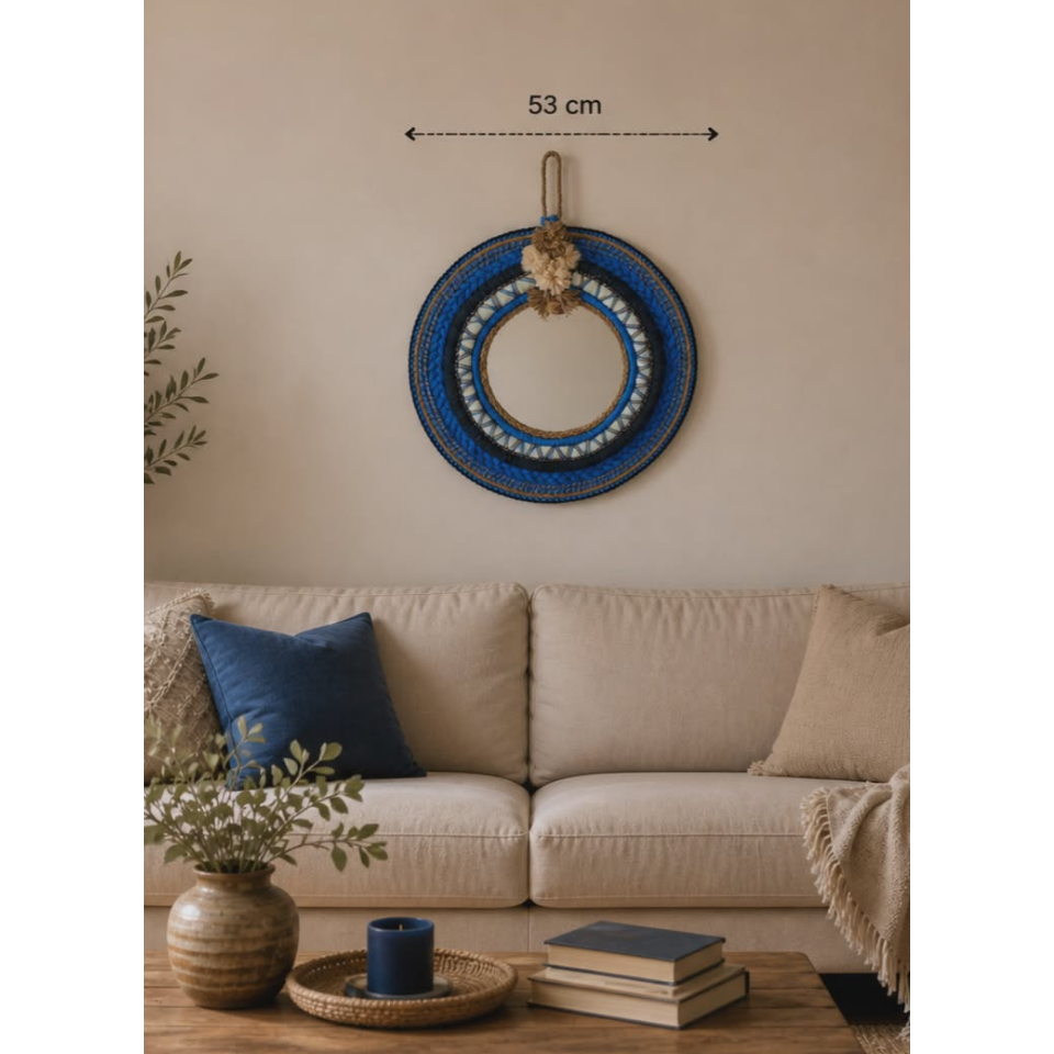 HG Atölyesi El Yapımı Bohem Halat Ayna – 53 cm